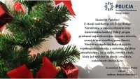 Obrazek przedstawia życzenia Komendanta Powiatowego Policji w Kole z okazji Świąt Bożego Narodzenia kierowane do mieszkańców powiatu kolskiego.